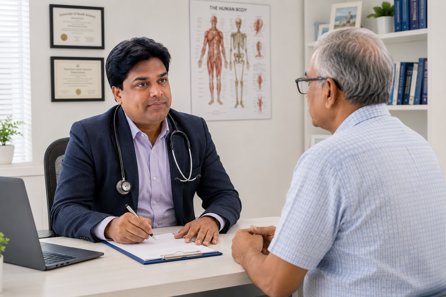 Doctor consulting with an older adult